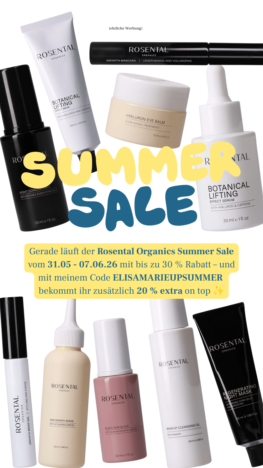 Rosental Organics Summer Sale mit bis zu 30% Rabatt und mit ELISAMARIEUPSUMMER noch mal 20% extra